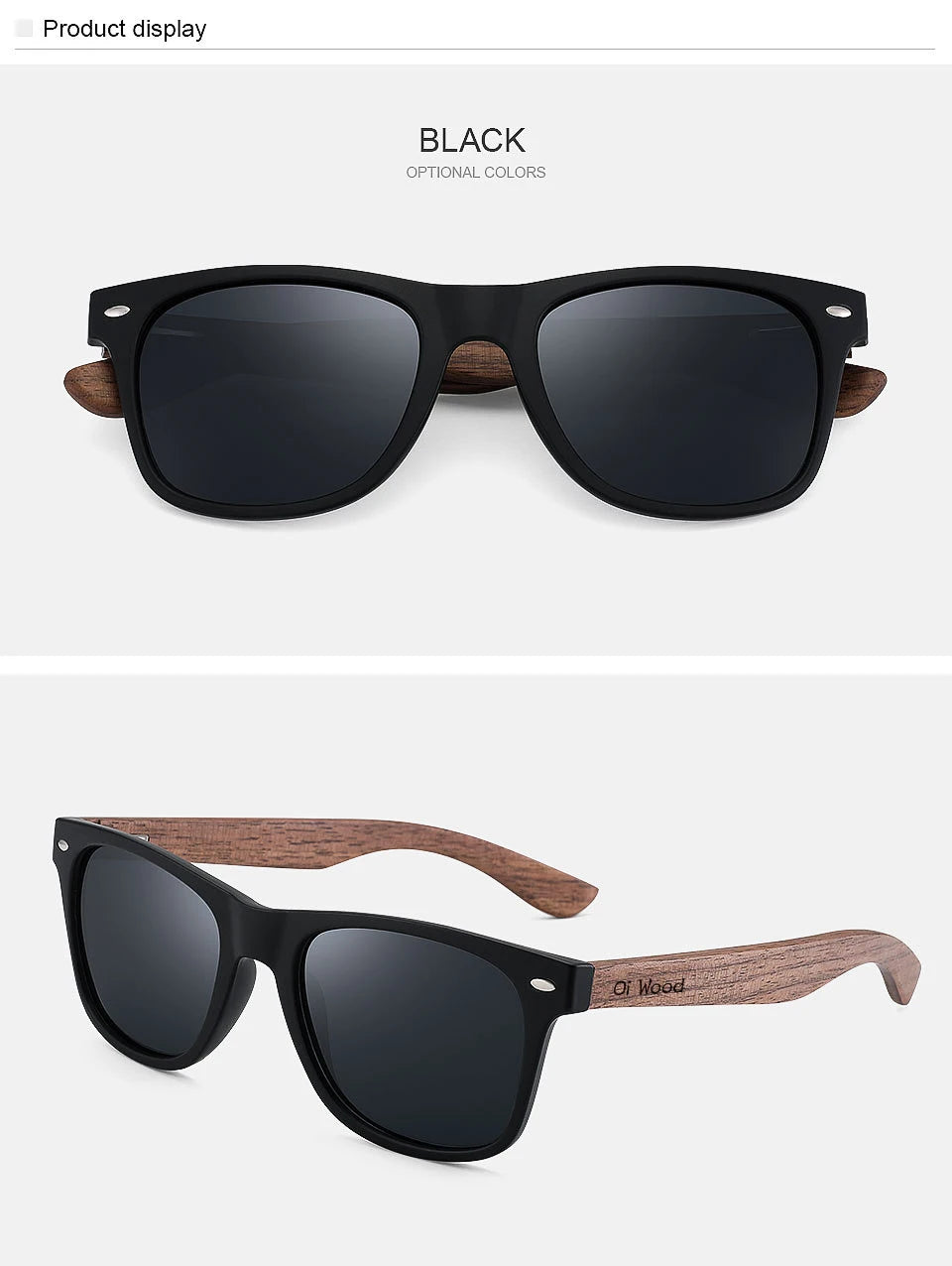 Oi Wood Natural Wooden Polarized Sunglasses for Men – Fashion Sun Glasses with TR90 Frames