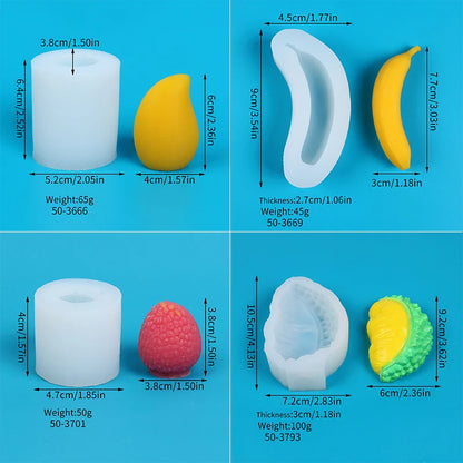 3D Fruit Silicone Mold – Mango, Banana, Durian & Lychee Shapes for Candle, Soap, Chocolate, Cake, Fondant & Aromatherapy Crafts