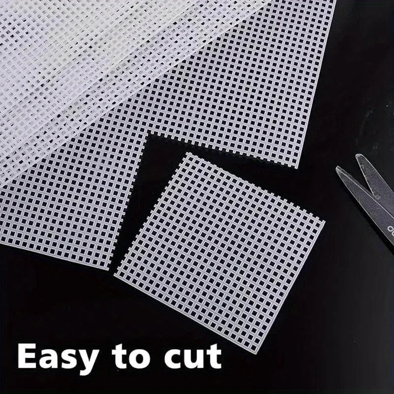 4PCS White Plastic Canvas Sheets – 30x20cm DIY Mesh for Embroidery & Woven Crafts