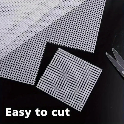 4PCS White Plastic Canvas Sheets – 30x20cm DIY Mesh for Embroidery & Woven Crafts