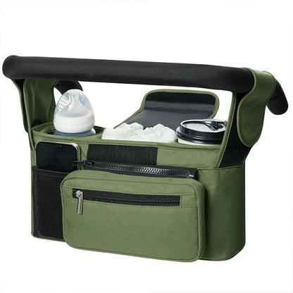 Baby Stroller Storage Bag — Large Capacity Travel Hanging Mummy Bag with Phone & Bottle Holder, Diaper Bag for Pram Accessories