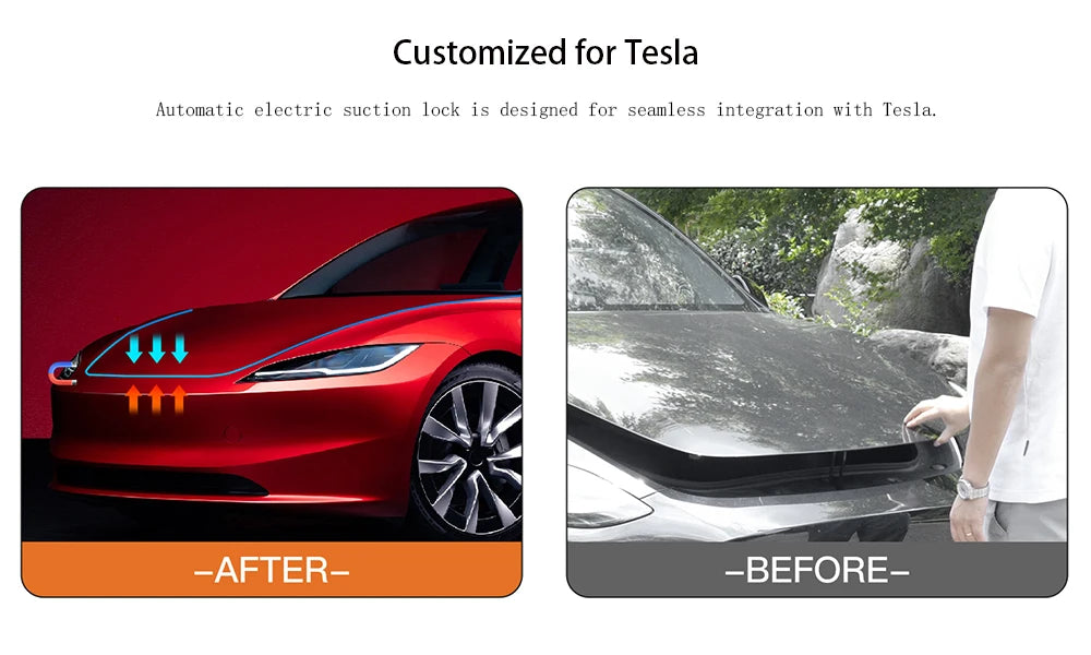 Electric Suction Front Trunk Closer for Tesla Model 3/Y/S/X Highland 2024 – Power Frunk Automatic Soft Closing Lock