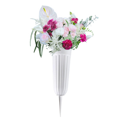 Outdoor Memorial Garden Vase – Flower Pots with Long Spikes, PP Plastic Grave Markers for Cemetery & Festival Decorations