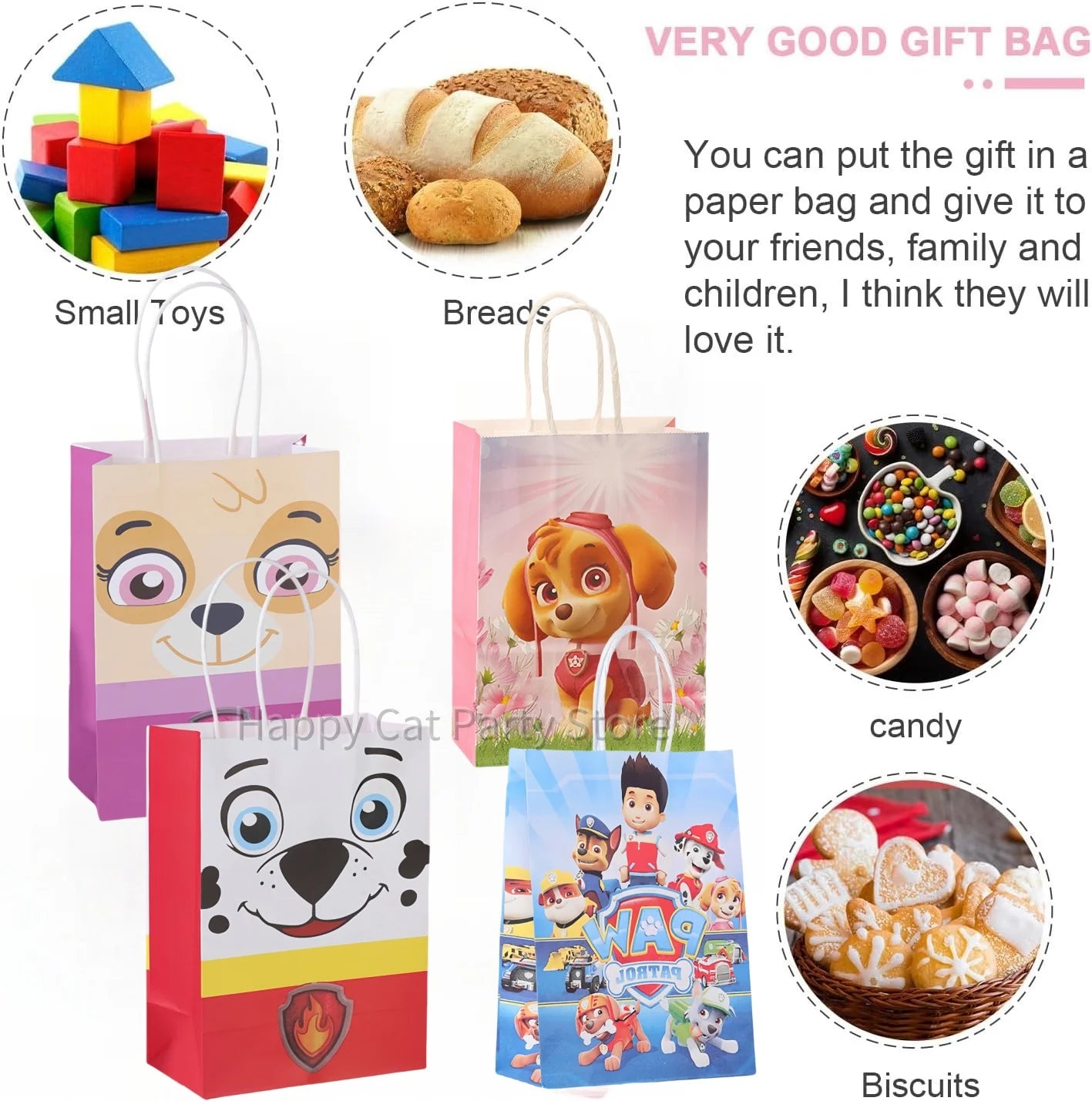 PAW Patrol Birthday Gift Bags – Skye & Paw Patrol Candy Party Favor Bags for Boys & Girls Party Supplies & Treat Packaging
