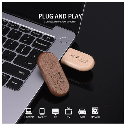 Custom Logo Wooden USB 2.0 Flash Drive with Box – 4GB 16GB 32GB 64GB Memory Stick for Wedding Photography Gifts
