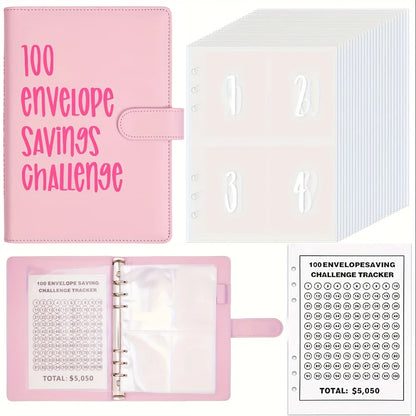 100 Envelopes Money Saving Challenge Binder – Password Lock Budget Organizer for Cash, Cost & Expense Management Notebook