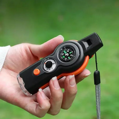 7-in-1 Outdoor Survival Whistle – Emergency Camping & Hiking Rescue Tool