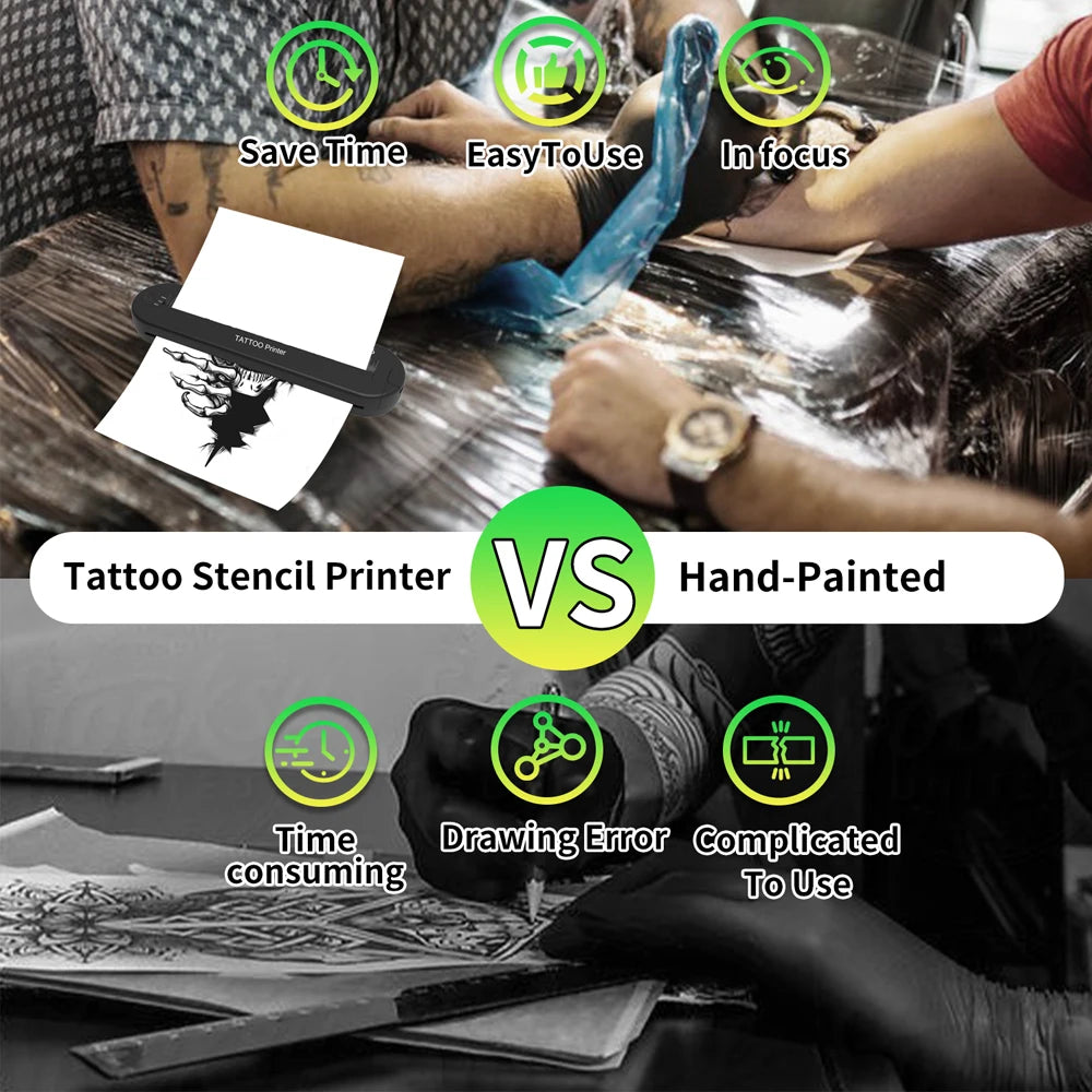 ATS886 A4 Wireless Tattoo Thermocopier – Bluetooth Thermal Printer for Mobile & PC Tattoo Transfer