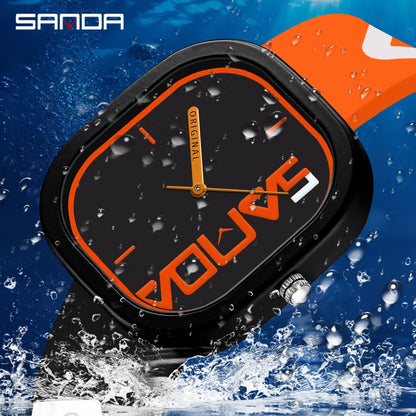 SANDA Men’s Quartz Sports Watch - Waterproof Silicone Strap with Simple Luxury Casual Design