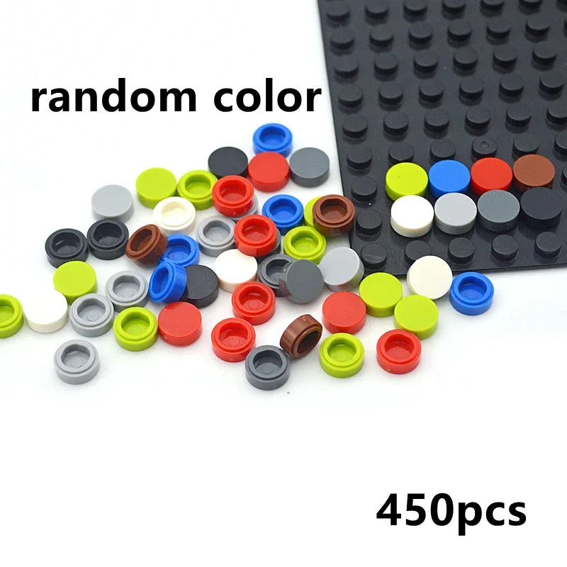 450PCS Round 1x1 Flat Stud Building Block Accessories – Colorful MOC-Compatible Creative Toy Parts Set for DIY Construction