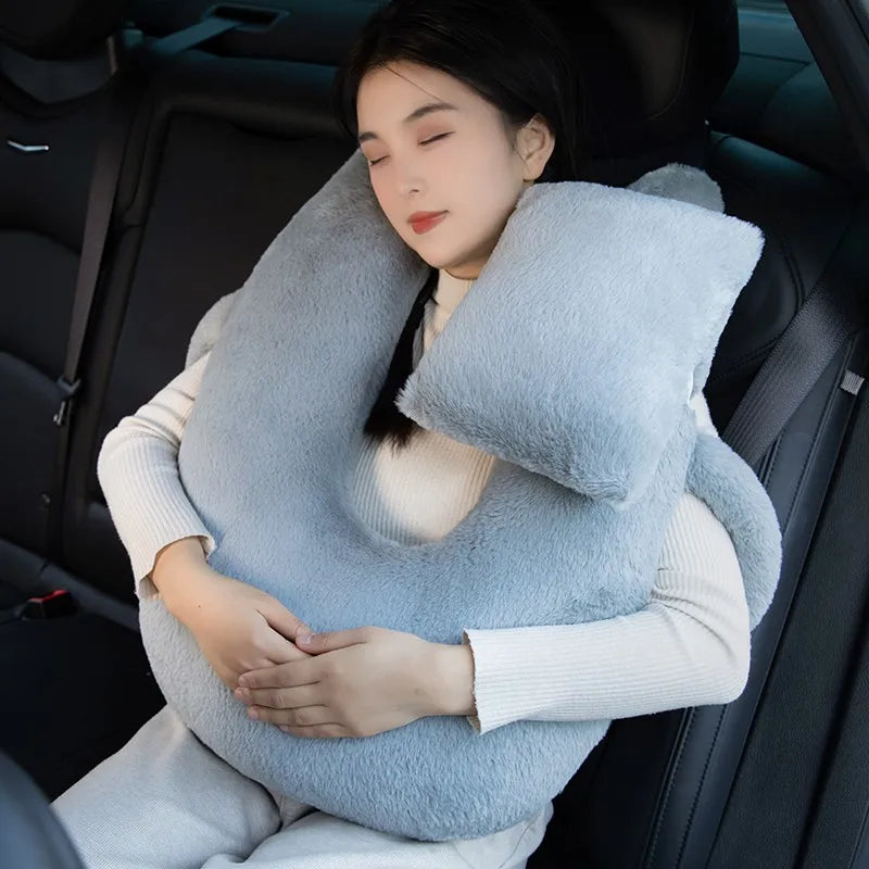 Children’s Cartoon Car Neck Pillow – Rear Seat Sleep Headrest & Seat Belt Shoulder Support