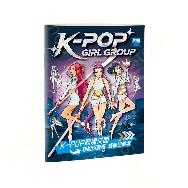 2025 KPop Demon Hunter Coloring Book – Line Drawing Picture Book, Painting Activity for Kids, Birthday Gift