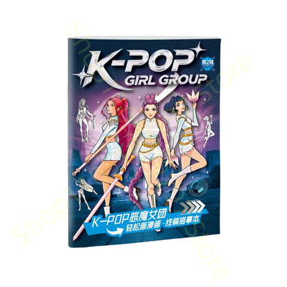 2025 KPop Demon Hunter Coloring Book – Line Drawing Picture Book, Painting Activity for Kids, Birthday Gift