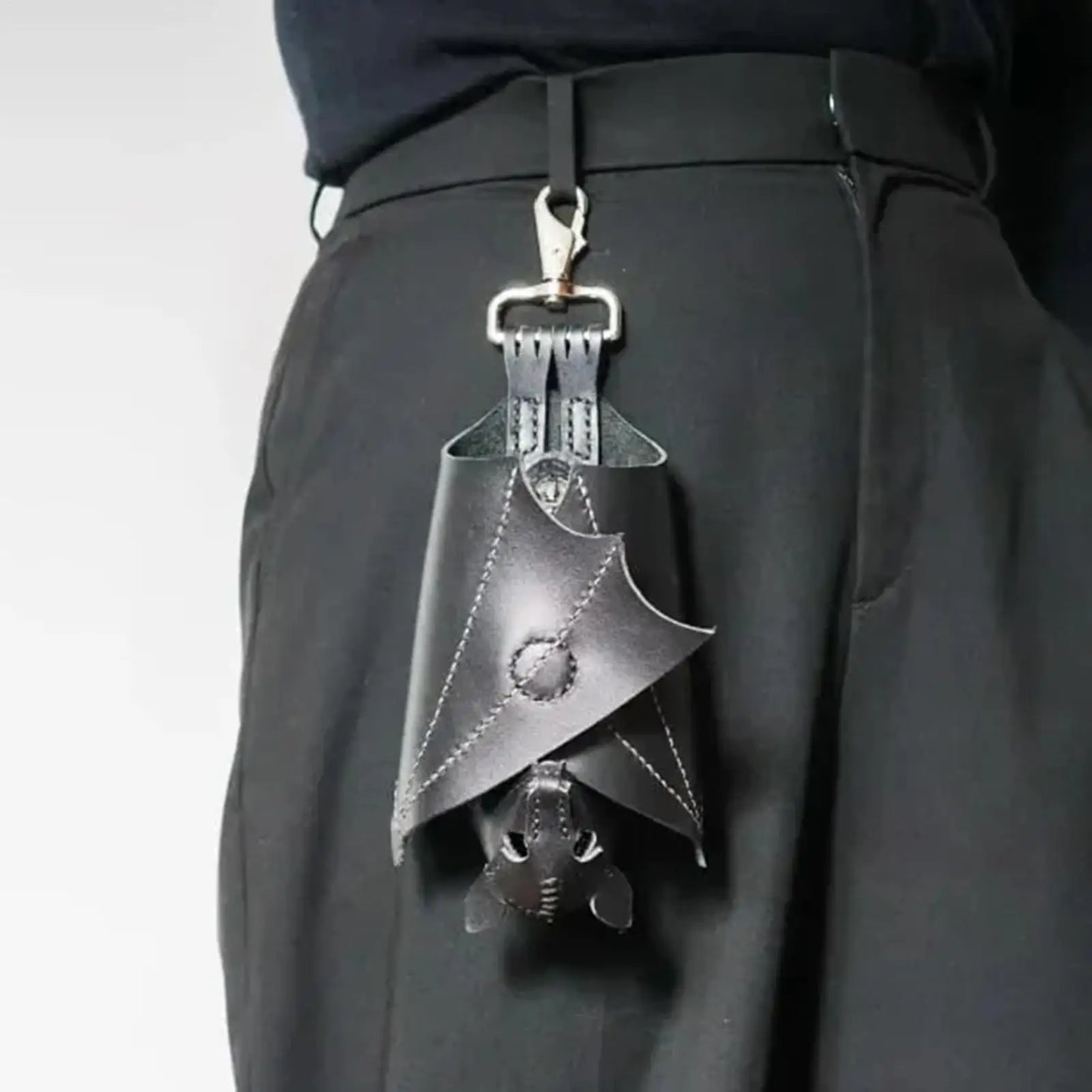 Gothic Bat Coin Purse Keychain - PU Leather Change Bag with Foldable Wings for Travel & Everyday Use