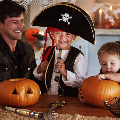 Pirate Party Favor Set - Kids Skull Hat Eye Patch Coins Ship Balloons Halloween Costume Decorations