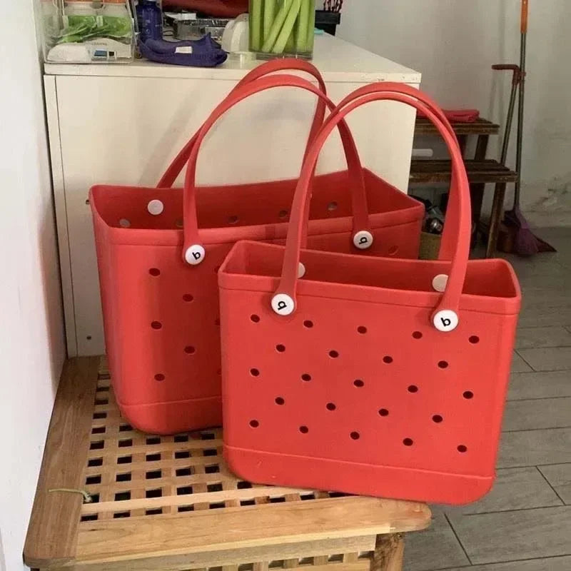 EVA Beach Bag for Women - Waterproof Bogg Rubber Travel Tote, Washable Handbag for Sports, Beach, Market, Pool
