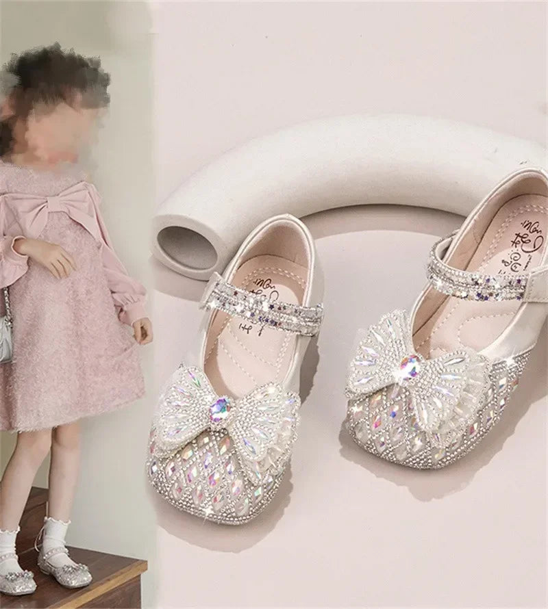 Sweet Bow Princess Shoes - Lightweight Shiny Crystal Flats for Baby Girls & Toddlers
