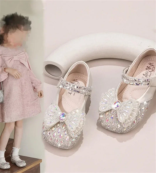 Sweet Bow Princess Shoes - Lightweight Shiny Crystal Flats for Baby Girls & Toddlers