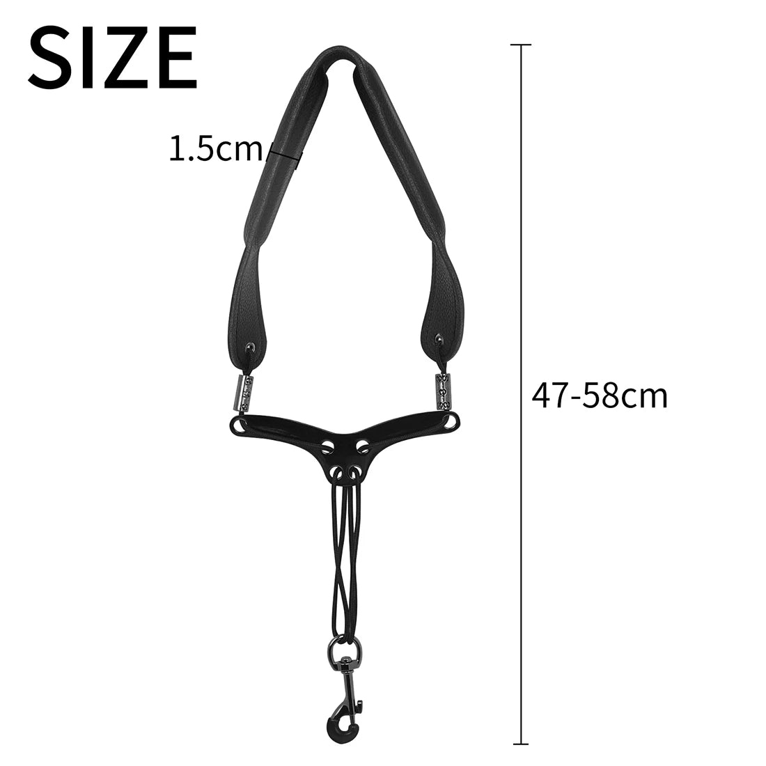 Saxophone Neck Strap - Adjustable Leather Universal Fit for Soprano, Alto, Tenor Sax with Secure Closed Hooks