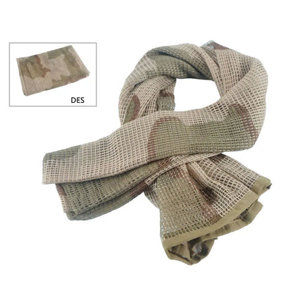 Tactical Camouflage Mesh Scarf - Outdoor Sports, Sniper Face Veil for Wargame, Camping, Hunting, and Cycling