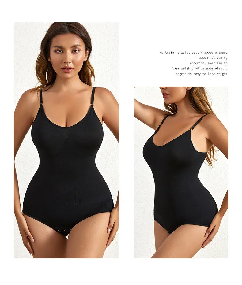 Women's Solid Seamless Shapewear Bodysuit - Tummy Control, Butt Lifting Slimming Body Shaper Underwear