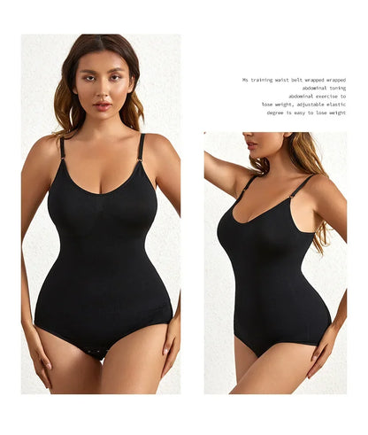Women's Solid Seamless Shapewear Bodysuit - Tummy Control, Butt Lifting Slimming Body Shaper Underwear