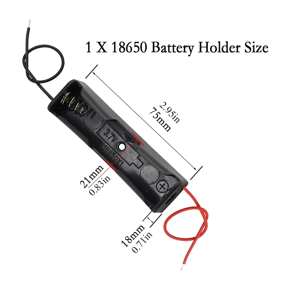 10Pcs 18650 Battery Holder Case - Plastic Storage Box with 150mm Lead Wire for Single Cell Power Projects