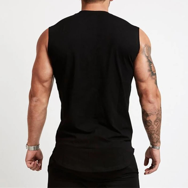 Men's Cotton Gym Tank Top - Sleeveless Workout Bodybuilding Shirt Fitness Sportswear Muscle Singlet Vest