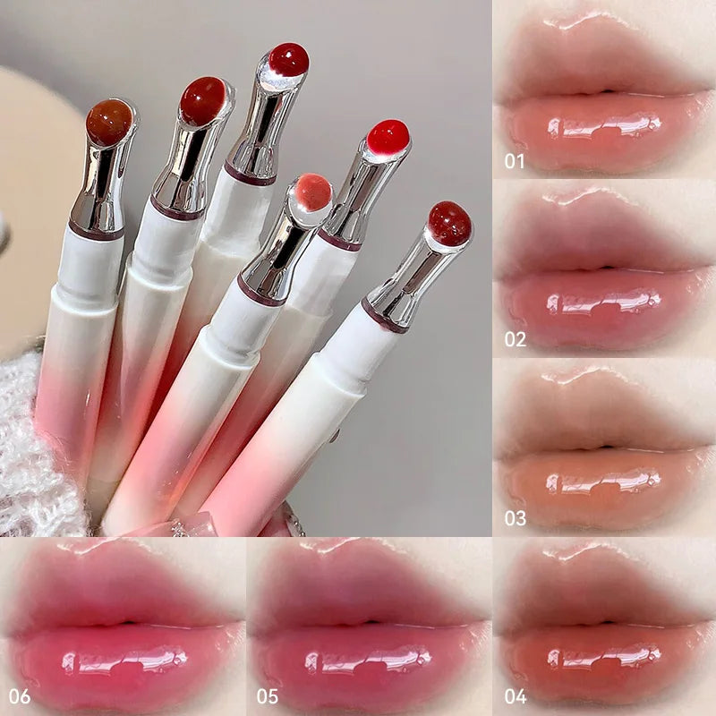 Kakashow Watery Lip Gloss - Jelly Moisturizing Lip Tint with Mirror Iron Brush Head
