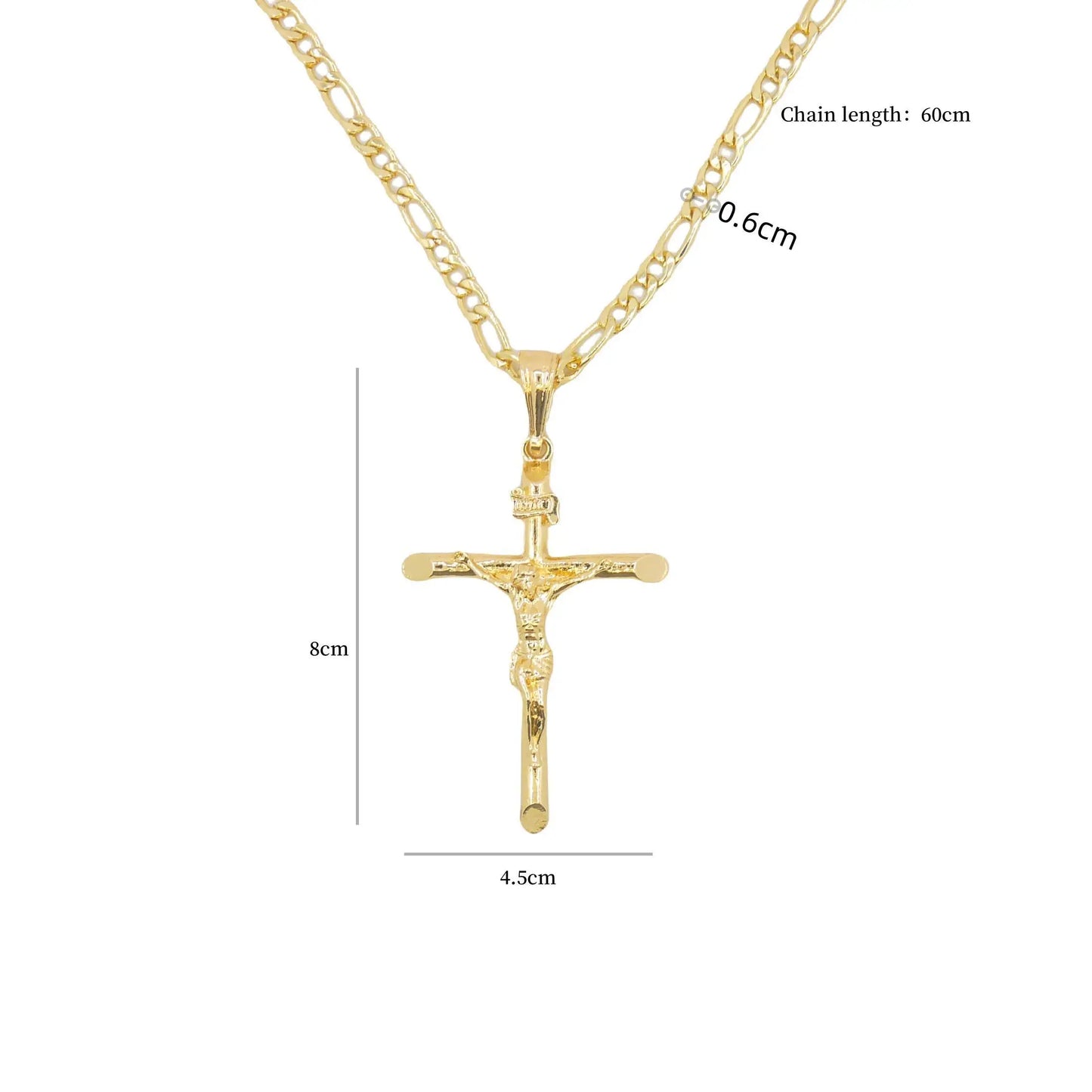 Gold-Plated Chain with Jesus Pendant Cross Necklace – Religious Jewelry for Men & Women