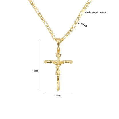 Gold-Plated Chain with Jesus Pendant Cross Necklace – Religious Jewelry for Men & Women