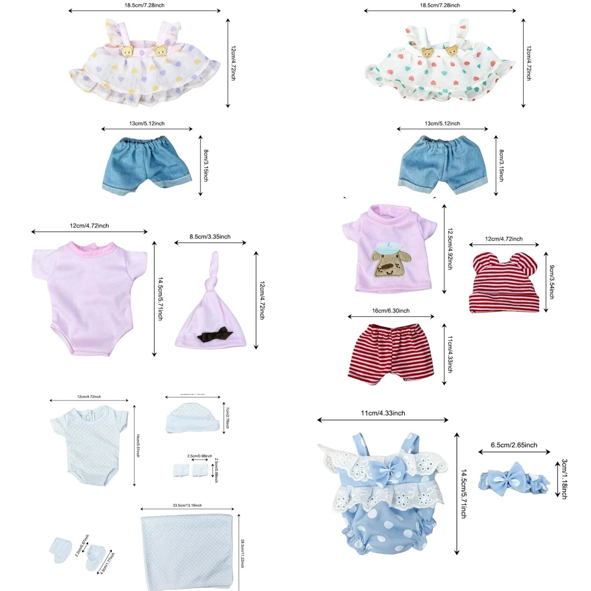 Fashion Baby Doll Clothes Set – 6 Handmade Styles for 10-Inch Bebe Reborn Dolls Accessories
