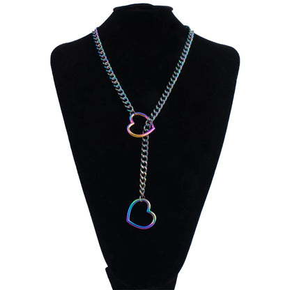 Heart Slip Chain Necklace for Women — Fashion Punk Rock Goth Choker Jewelry Accessory
