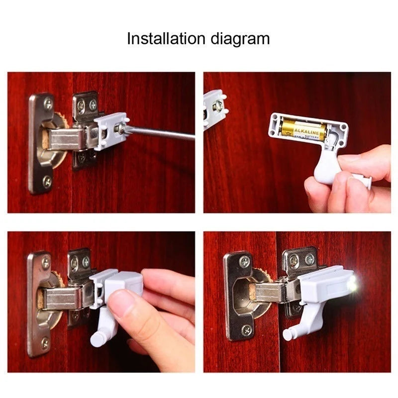 10-Piece LED Cupboard Light Set - Inner Hinge Lamp for Kitchen, Bedroom Wardrobe, Closet and Under Cabinet Lighting