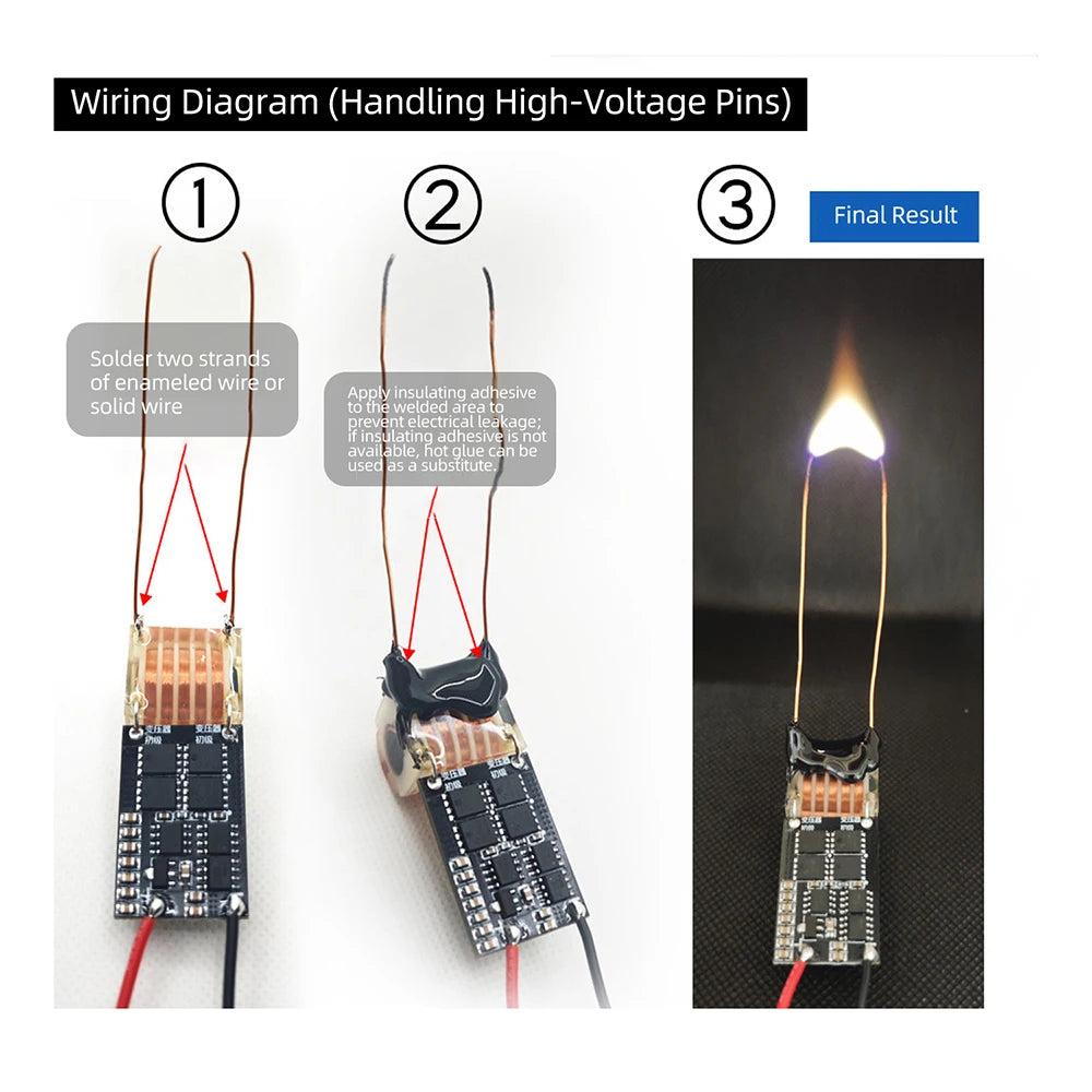 High-Voltage Generator Module DC 5–13V - 10–20kV AC Arc Igniter Driver Board with Transformer