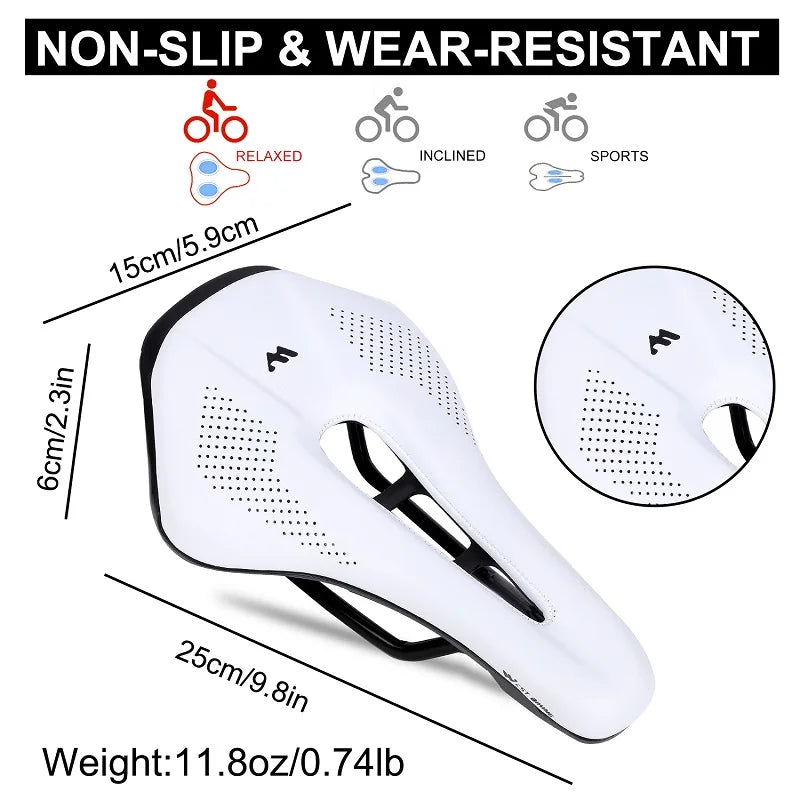 WEST BIKING Bicycle Saddle — Comfortable Hollow PU Leather Bike Seat | Wear-Resistant Road Cycling Cushion