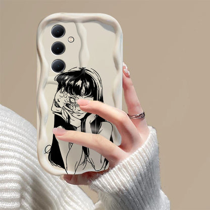 Junji Ito Horror Comics 3D Wave Phone Case for Samsung Galaxy A73 / A72 / A71 / A55 / A54 / A53 / A35 / A34 / A33 / A25 / A24 / A23 / A15 / A14 / A13 / A05 / A04 / A03 – Shockproof 4G/5G Protective Cover Anime Design