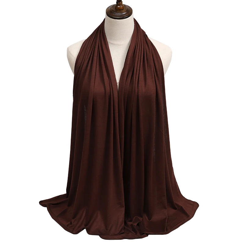 Women's Modal Cotton Jersey Hijab - Soft Solid Color Muslim Headscarf for Ramadan & Everyday Wear