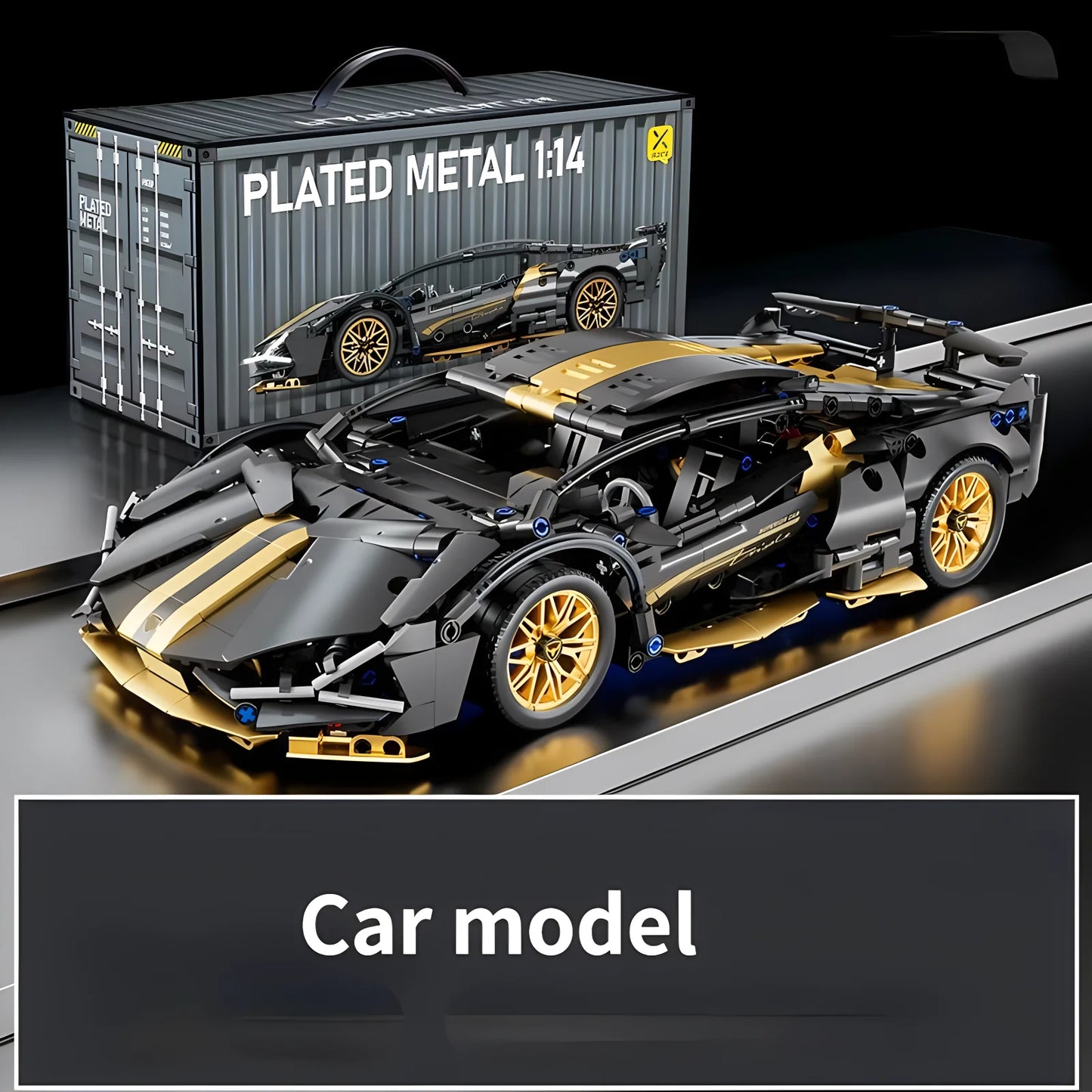 1:14 Technical Racing Sport Car Model Building Blocks – DIY Supercar Brick Puzzle for Adults & Kids, 1280+ Pieces