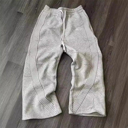 Y2K Gray Wide-Leg Cargo Pants - Vintage Tactical Drawstring Jogger Streetwear for Men & Women