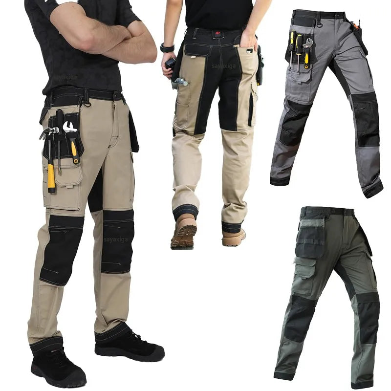 2026 Men’s Multi-Pocket Cargo Work Pants – Durable Wear-Resistant Outdoor Tactical Trousers with Utility Leg Pockets for Work and Hiking