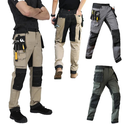2026 Men’s Multi-Pocket Cargo Work Pants – Durable Wear-Resistant Outdoor Tactical Trousers with Utility Leg Pockets for Work and Hiking