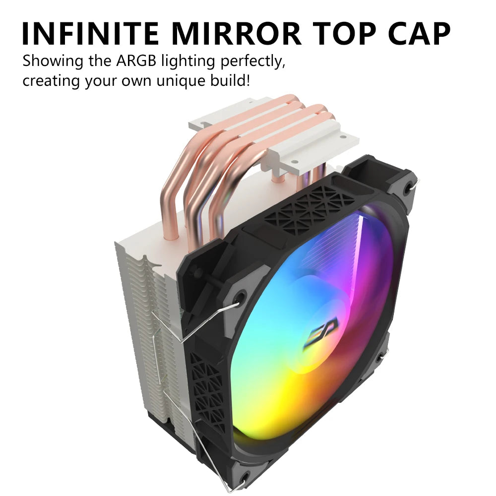Darkflash U400 ARGB CPU Cooler — 4 Heat Pipe 120mm PWM Air Cooler for Intel LGA 115X/1200/1700 & AMD AM4/AM5