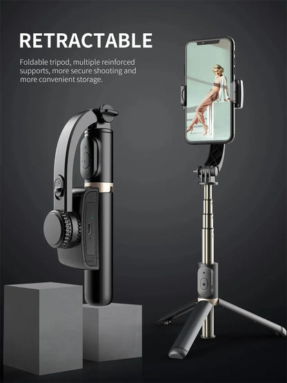 Q08 Handheld Gimbal Stabilizer with Selfie Stick & Fill Light – Bluetooth Tripod for Smartphone & Action Camera