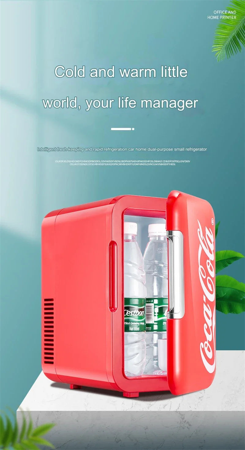 6L Mini Coca-Cola Refrigerator – Multifunctional Cosmetic Cooler & Warmer for Home, Car, Dorm, Portable 12V/220V Fridge