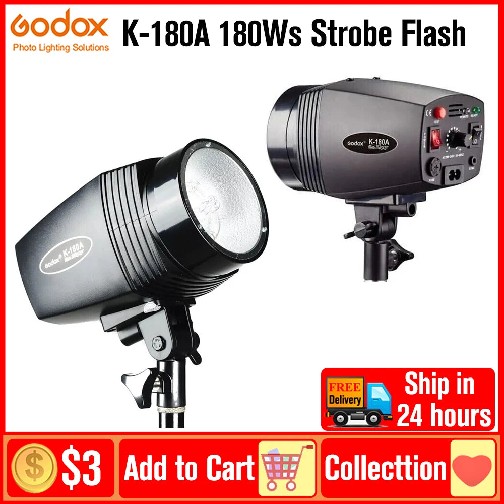 Godox K180A 180Ws Studio Strobe Flash - Photography Fill Light for Studio Video & Photo Shoots
