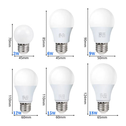 E27 LED Light Bulbs - AC 220V SMD2835 3W–18W Energy Saving Indoor Lamps