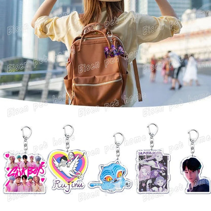Kpop Demon Hunters Huntrix Saja Boys Keychain Bag Charm Rumi Zoey Jinu Ramen Keyring Fans Gift