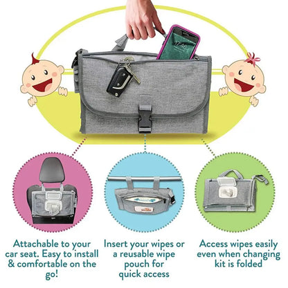 Portable Baby Diaper Changing Pad – Waterproof Travel Station with Pockets | Ideal Baby Gift