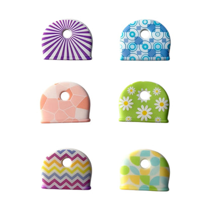 6Pcs Silicone Key Covers - Round Flower Pattern Non Slip Key Identifier and Protective Keychain Accessories